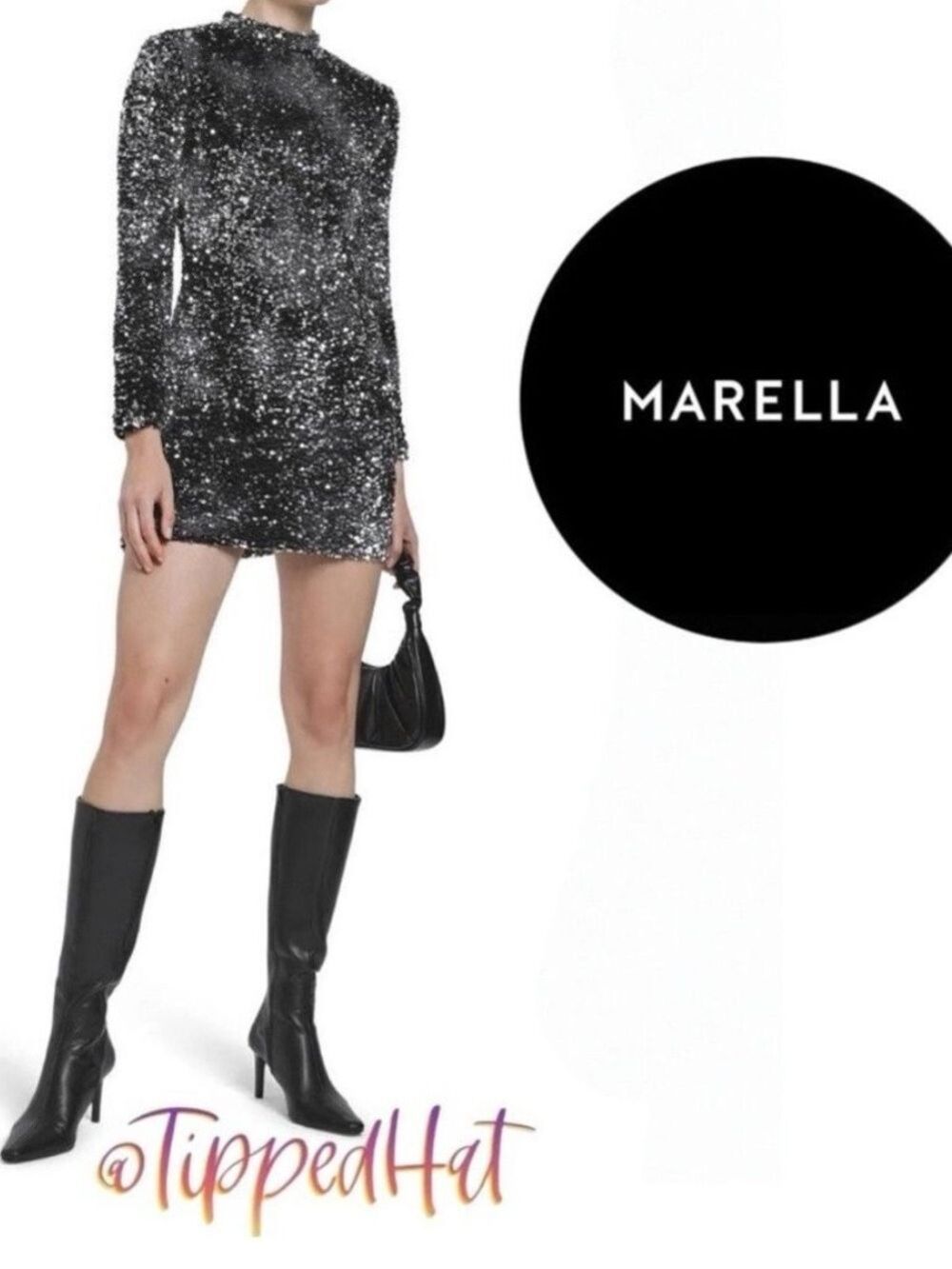 NWT $395 MARELLA Nover Sequin Over Velvet Mini Dress